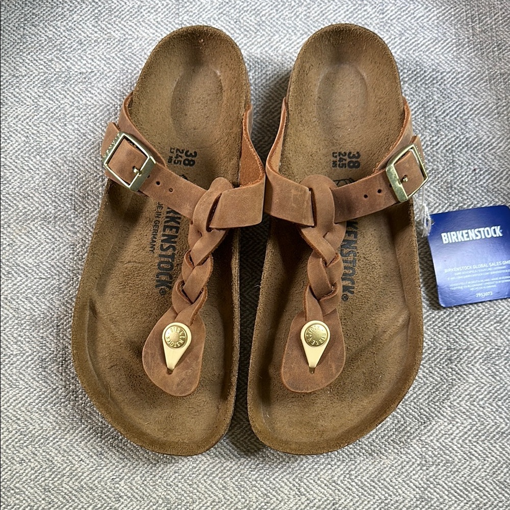 Birkenstock Gizeh Brown Leather Braided Sandals
